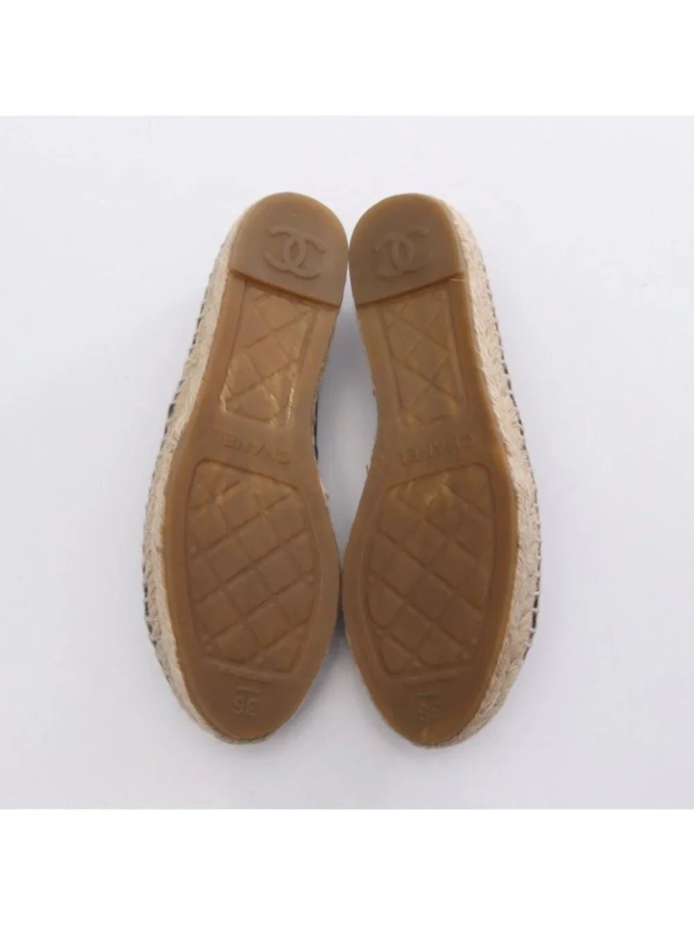 Chanel CC Logo Espadrille Slip on Leather Shoes